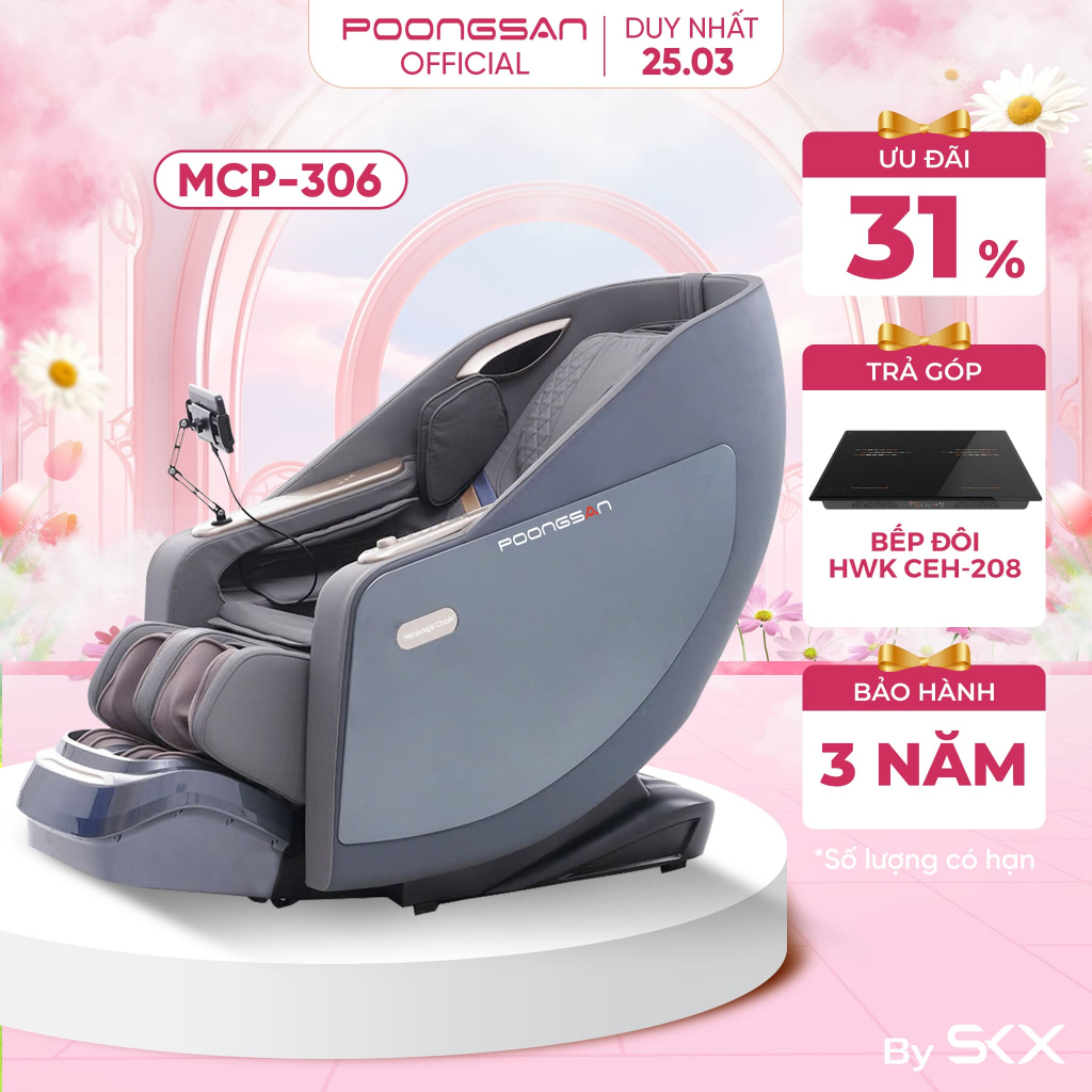 [TẶNG BẾP TỪ ĐÔI] Ghế Massage POONGSAN MCP-306 Công nghệ AI Kiểm Tra Sức Khỏe + 20 Kỹ Thuật Massage Kép