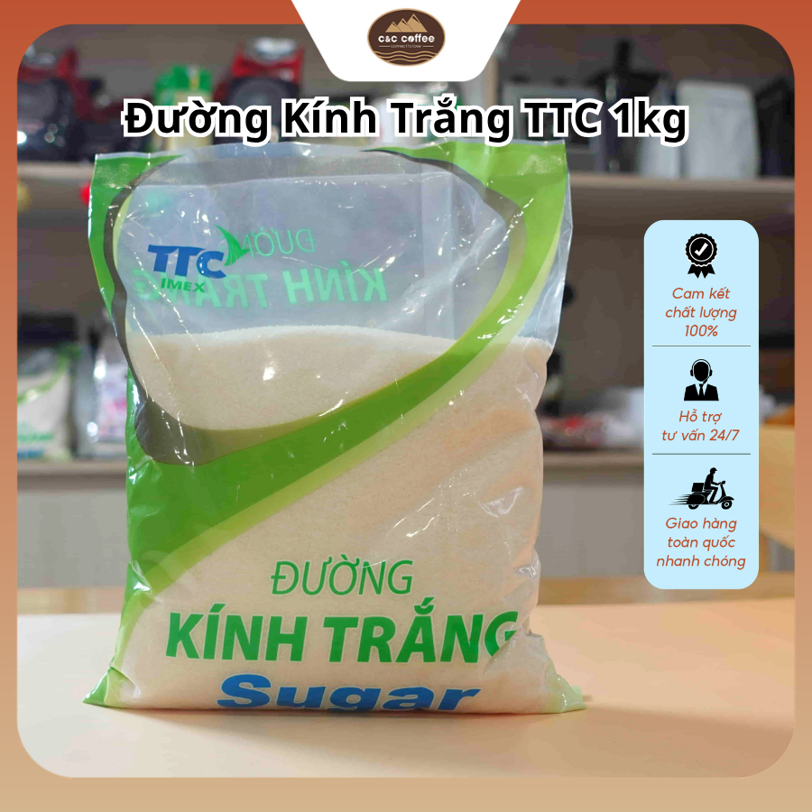 Đường Kính Trắng TTC Trading Gói 1kg, Đường Pha Chế Đồ Uống, Cà Phê Gói 1kg - C&C Coffee