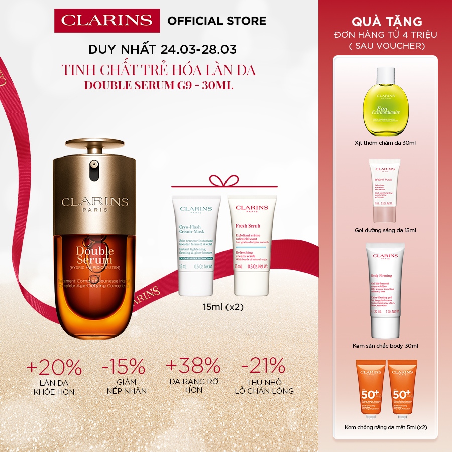 Tinh chất chống lão hóa toàn diện Clarins Double Serum G9 [Hydric+Lipidic System] 30ml