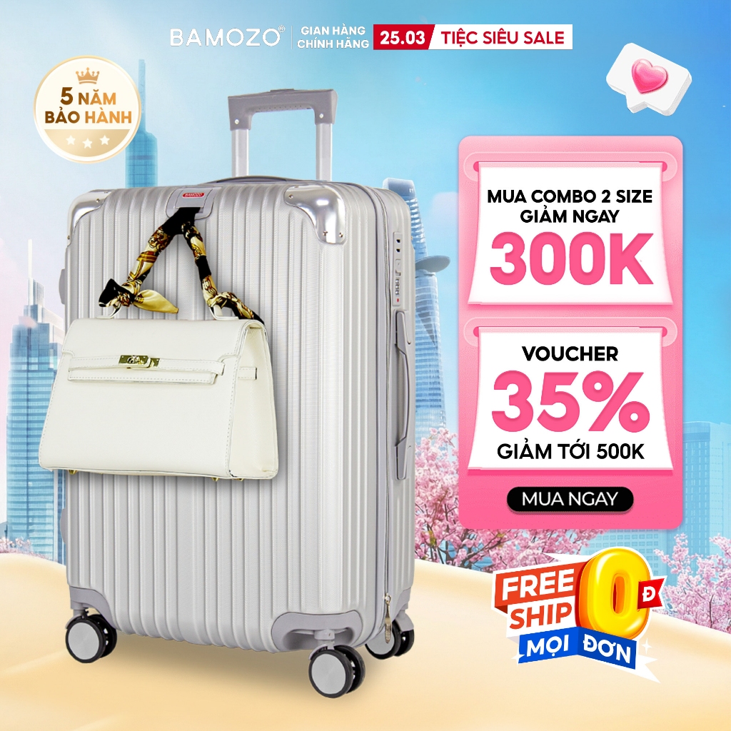 Vali du lịch chống xước Bamozo size 28 nhựa  ABS chống vỡ, bo góc kim loại_8809