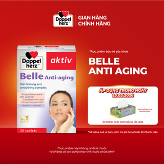 Viên uống đẹp da Doppelherz Belle Anti Aging hỗ trợ làm chậm quá trình lão hoá da, đẩy lùi nám da, nếp nhăn (Hộp 30v)
