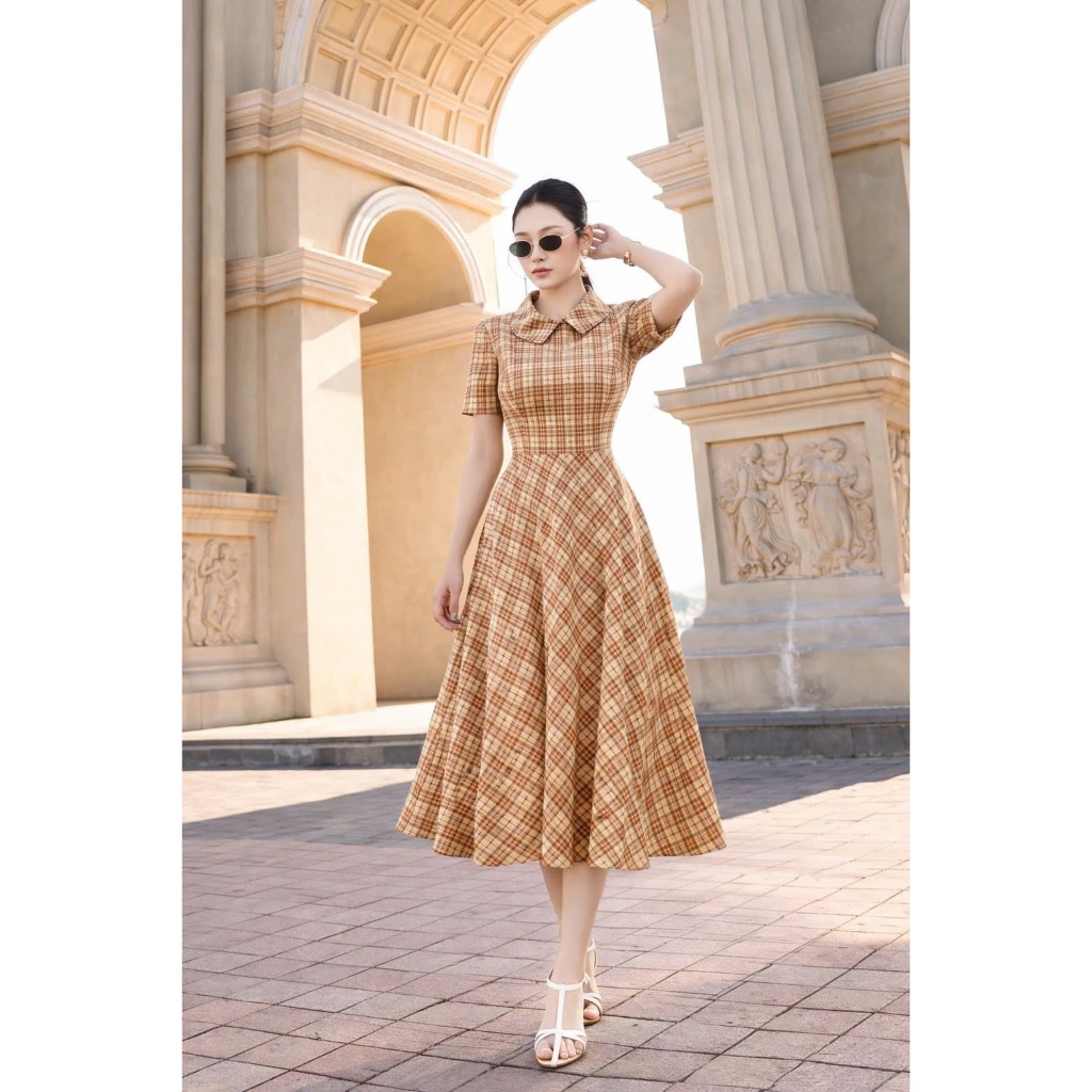 D2830 Đầm công sở cổ đức