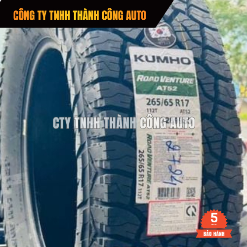Lốp 265/65R17 KUMHO AT52 - Lốp Fortuner, Hilux, Mazda BT50 265 65 R17 chính hãng