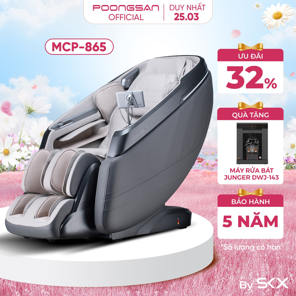 Ghế Massage Poongsan MCP-865 Scan Body AI Massage Nhiệt Hồng Ngoại Không Trọng Lực