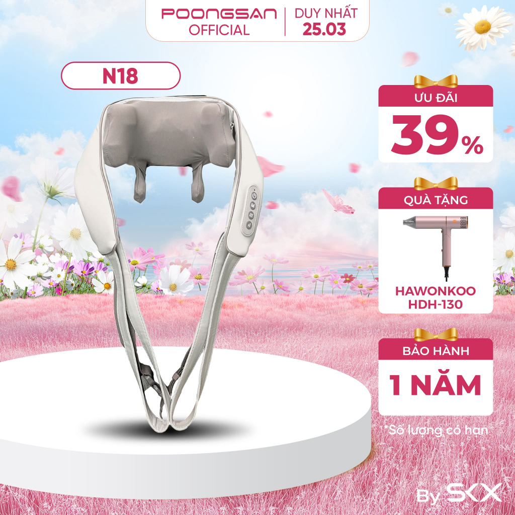 [TẶNG QUÀ XỊN] Máy Massage Cổ Vai Gáy POONGSAN N18 Massage 4D Toàn Diện 3 Chế Độ + Nhiệt Hồng Ngoại 