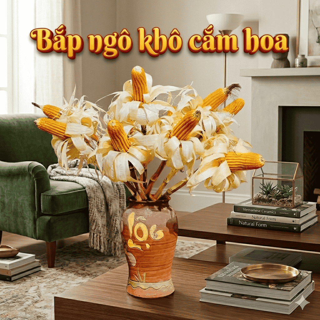 Combo 5-20 cây ngô bắp cắm bình trang trí nguyên cây decor trang trí tết, noel, quán cafe ,nhà cửa
