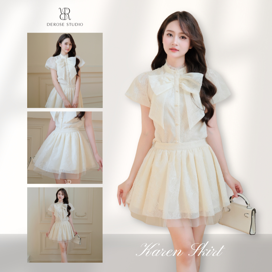 𝐃𝐞𝐫𝐨𝐬𝐞 𝐒𝐭𝐮𝐝𝐢𝐨 – Chân váy ren Karen Skirt đa tầng bồng bềnh, nữ tính