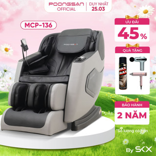 [MUA 1 TẶNG 1] Ghế Massage POONGSAN MCP-136 Công Nghệ 4D Massage Không Trọng Lực + Điều Khiển Giọng Nói