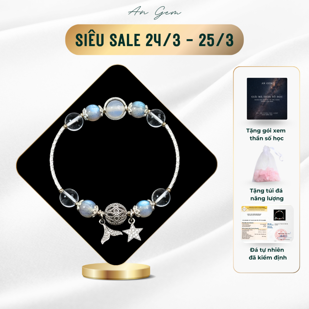 Vòng tay đá mix charm An Gem màu sắc bắt mắt, tinh tế