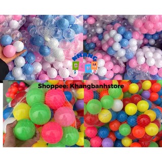 Bóng nhựa đủ size 5cm, 7.5cm; 10cm lẫn màu phù hợp cho trẻ nhỏ, chất bóng cao cấp nhựa dày màu bóng tốt.