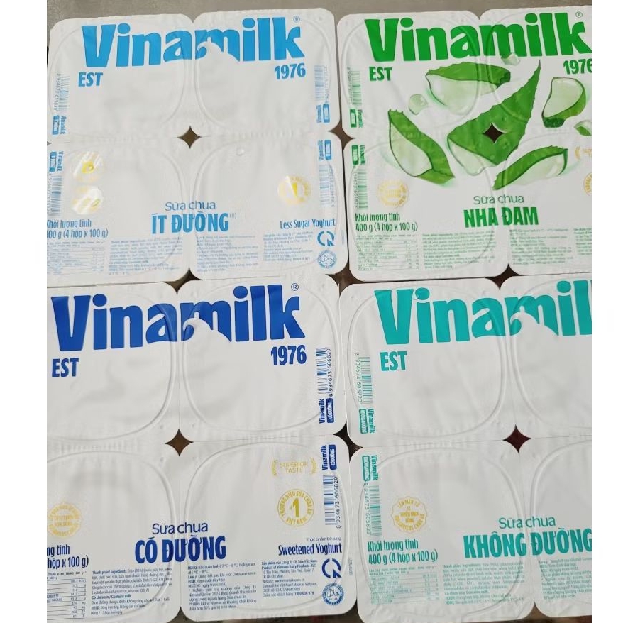 Combo 2 lốc sữa chua Vinamilk có đường, ít đường, không đường, nha đam