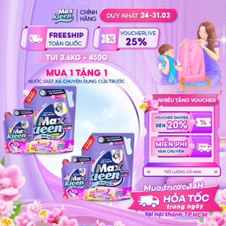 Combo Túi Nước Giặt Xả MaxKleen chuyên dụng Cửa Trước 3.6kg + Túi 450G mùi ngẫu nhiên