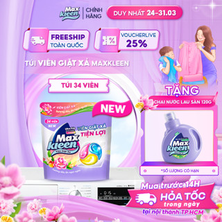 [Mới] Túi Viên Giặt Xả MaxKleen Hương Dấu Ấn Ngọt Ngào 34 viên