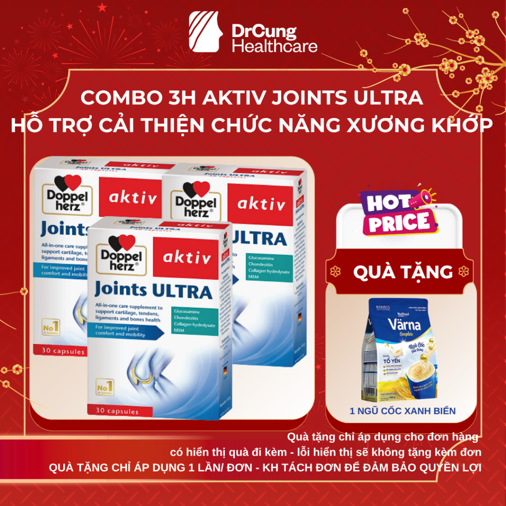 [COMBO 3 HỘP] Joints Ultra - Bổ Sung Glucosamine, Cải Thiện Chức Năng Khớp, Thoái Hóa Khớp