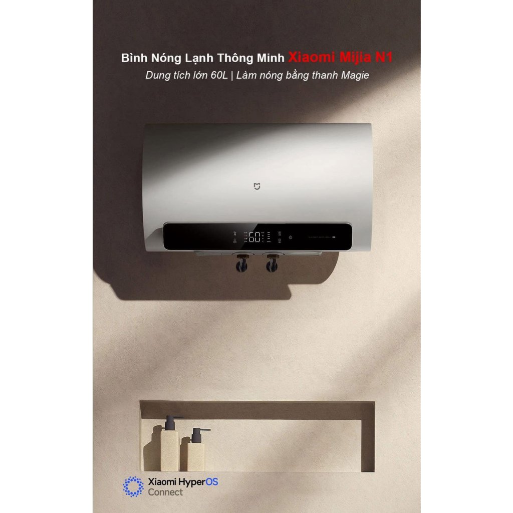 Bình nóng lạnh Xiaomi Mijia N1 60L (EWH60-MJ03) Màn hình LED, lọc 9 lớp an toàn, kết nối App thông m