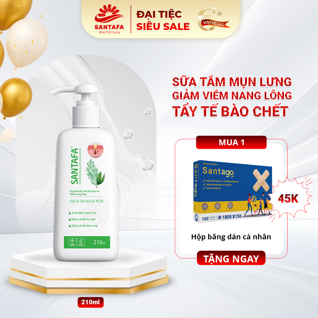 [ Mua 1 Tặng 2 ] Sữa Tắm Giảm Mụn Lưng Cho Da Dầu, Giảm Viêm Nang Lông Acniver , Dịu Nhẹ Cho Da 210ml