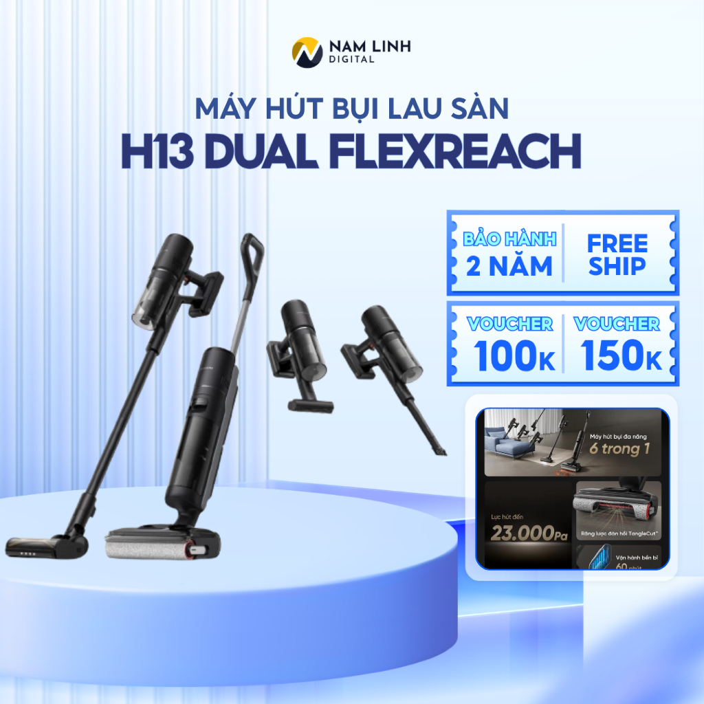 Máy Hút Bụi Lau Sàn Khô & Ướt H13 Dual FlexReach