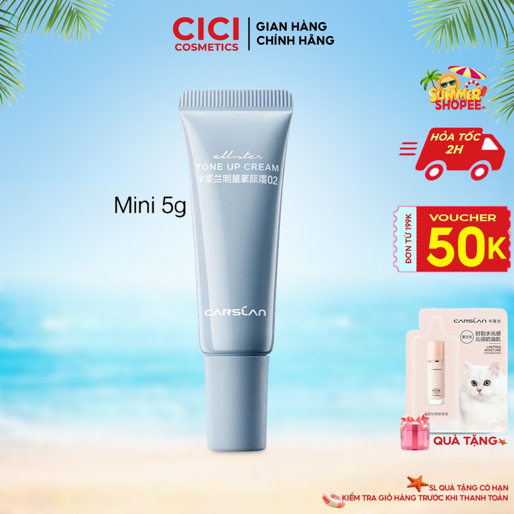 Kem Nâng Tông Da CARSLAN Kem Lười Make-Up Dưỡng Ẩm Che Khuyết Điểm mini 5G