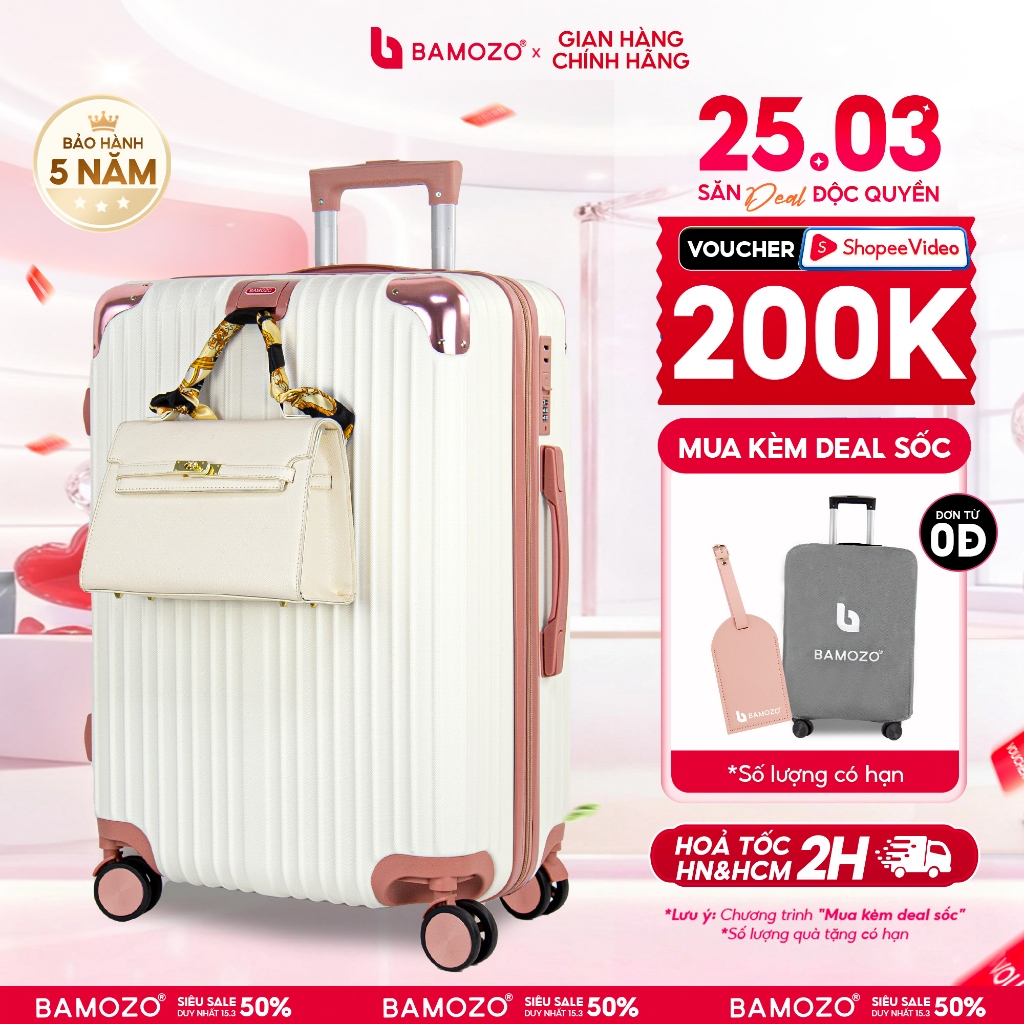 Vali Kéo Du Lịch Size 20/24 Bamozo Vali Xách Tay Nhựa Cao Cấp Bịt Góc Kim Loại Chống Bể Vỡ Bảo Hành 1 Đổi 1_8809