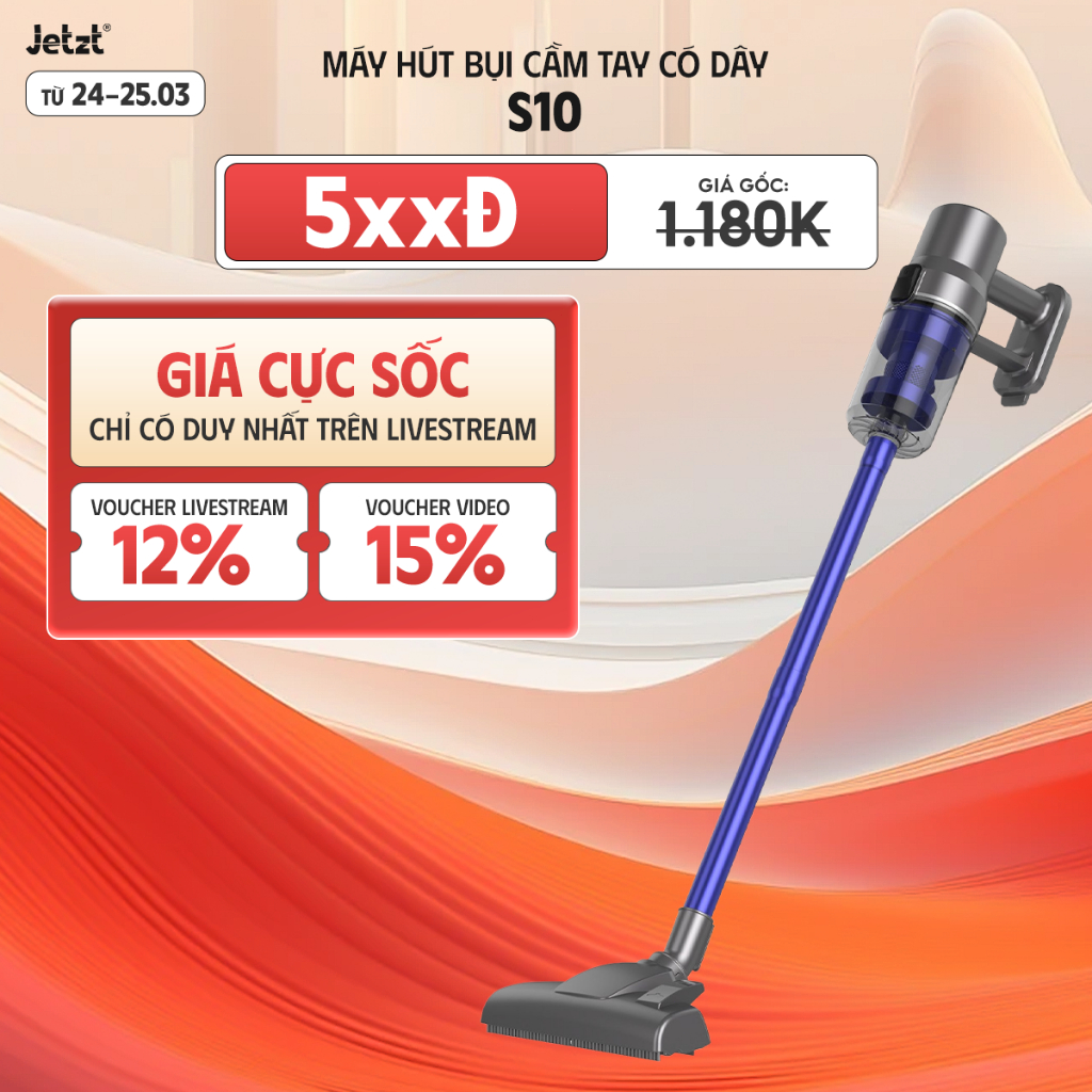 Jetzt Máy hút bụi JETZT S10 cầm tay có dây lực hút mạnh 20.500PA