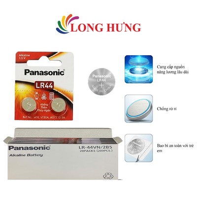 Pin nút Panasonic Alkaline 1.5V LR44VN/2B5 (200 viên) - Hàng chinh hãng
