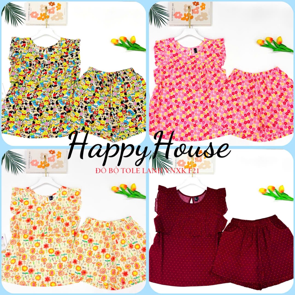 Đồ Bộ Tole Nữ, Bộ Lanh Đùi Cánh Tiên Bèo Ngực F21 VNXK 45-75kg, chất tole 2 da loại 1 mịn mát cao cấp - có BigSize