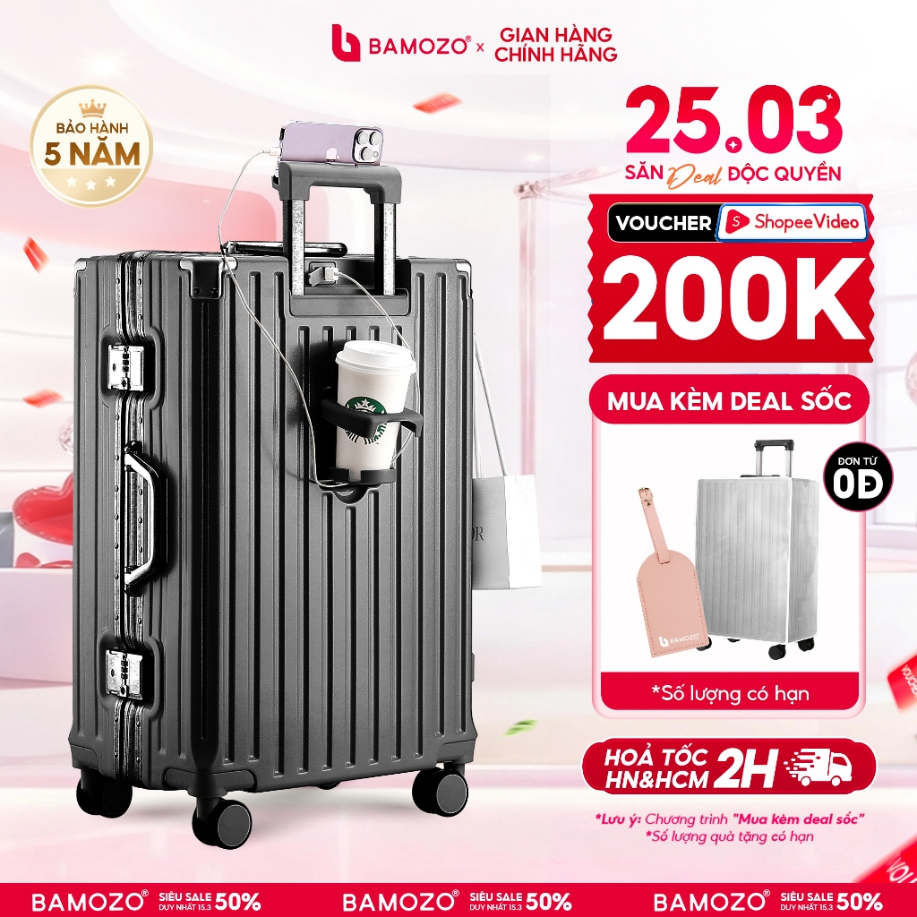 Vali Du Lịch Bamozo Size 28 Cao Cấp Bo 4 Góc Chống Va Đập Bảo Hành 5 Năm_9066