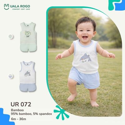 Bộ ba lỗ cho bé Ualarogo sát nách 6 tháng - 3 tuổi vải Sợi tre Bamboo mềm mại co giãn UR 072