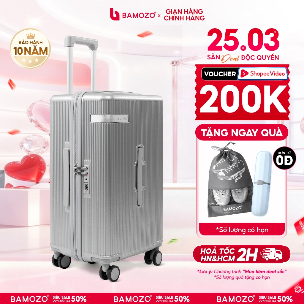[Deal Hot] Vali Du Lịch Bamozo Lumispace Size 20/24/28 PC Nguyên Khối Chống Xước Vỡ Bảo Hành 10 Năm_LUMI