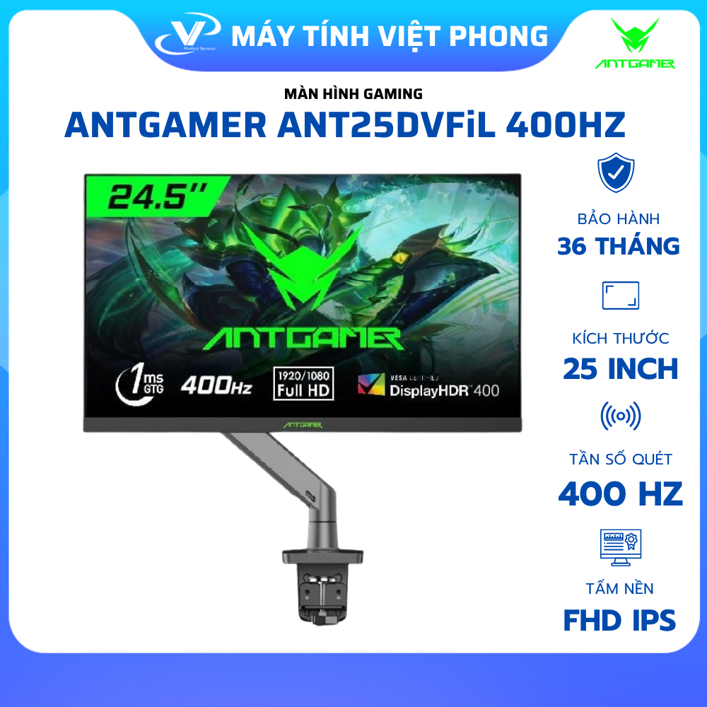 MÀN HÌNH GAMING 400HZ ANTGAMER ANT25DVFiL (25" IPS FHD 1ms HDR400) CHÍNH HÃNG BẢO HÀNH 3 NĂM