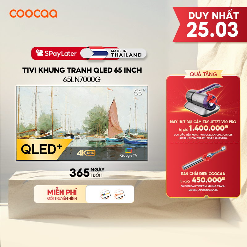 [Miễn phí lắp đặt HN-HCM] Smart tivi 65 inch Qled 4K tivi Khung Tranh Google Frame+ 65LN7000G