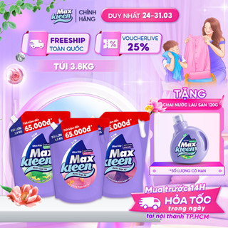 Túi Nước Giặt Xả MaxKleen 3.8kg Hương Nước hoa huyền diệu/ Hoa nắng/ Vườn sớm mai