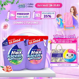 Combo 2 Túi nước giặt xả MaxKleen Vườn Sớm mai + Hoa nắng 3.8kg/túi