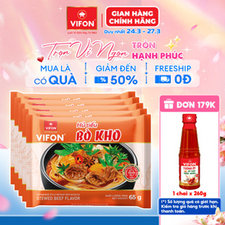 [Voucher 15%] Set 5 Gói Hủ Tiếu Bò Kho/Nam Vang/Sườn Heo/Tôm Mực/Chay - 65g/Gói