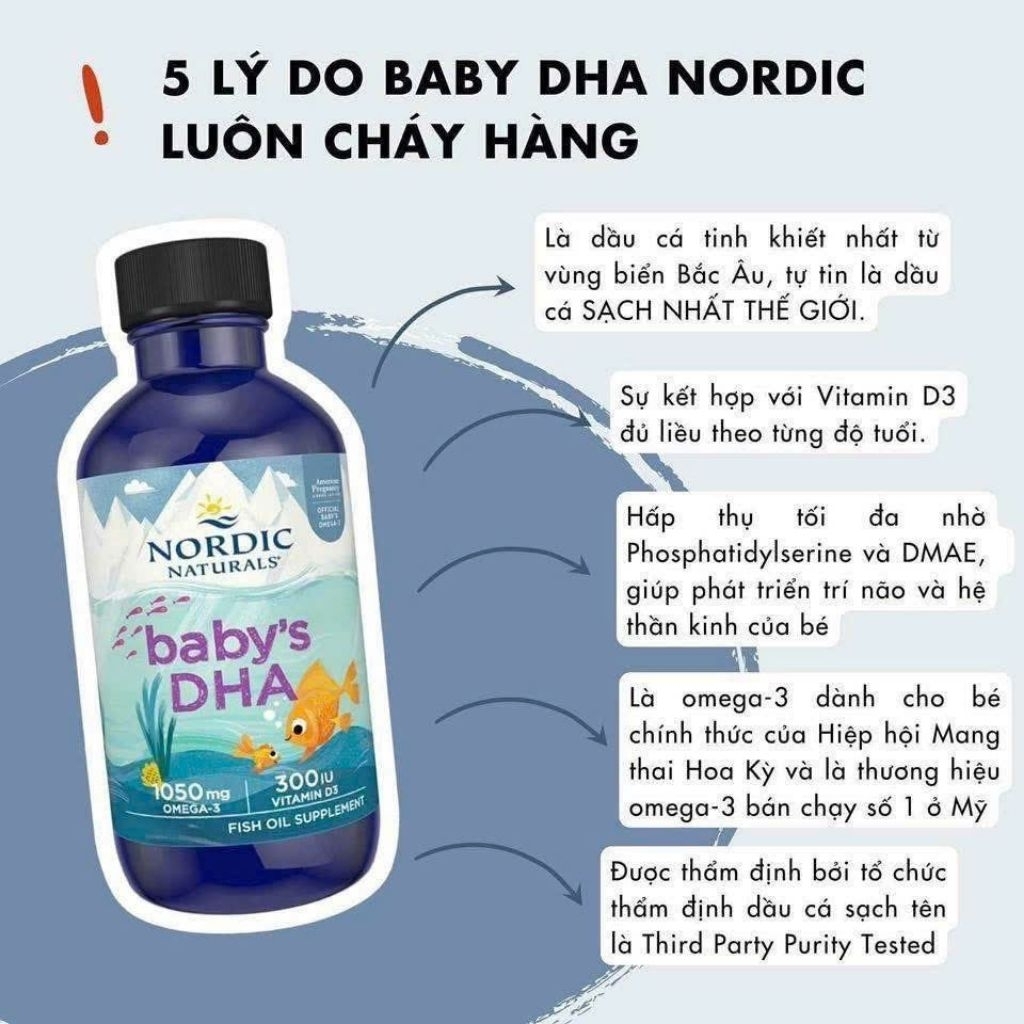 . BABY’S DHA NORDIC NATURALS – DHA TỪ DẦU GAN CÁ TUYẾT BẮC CỰC CHO TRẺ  SƠ SINH