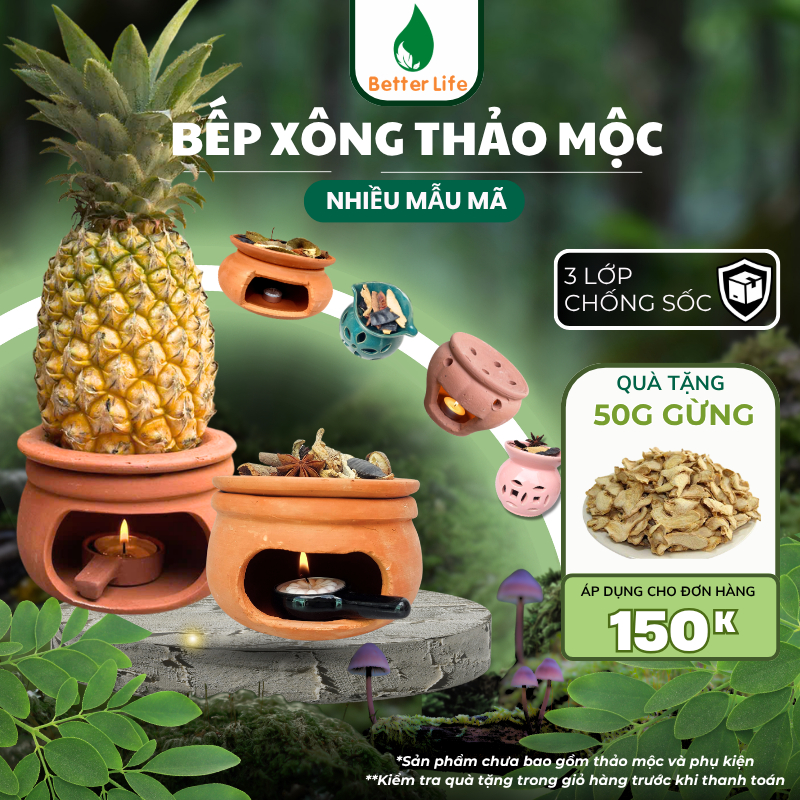Bếp đất nung xông thảo mộc nhiều kích thước giúp thanh lọc không khí, tẩy uế [BẢO HÀNH BỂ VỠ]
