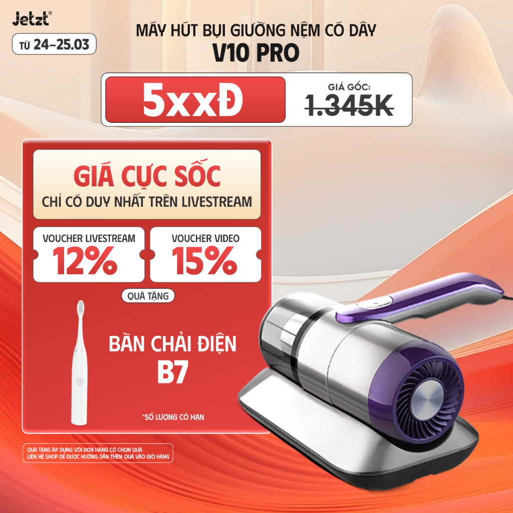 Máy hút bụi giường nệm diệt khuẩn UV JETZT PRO cầm tay