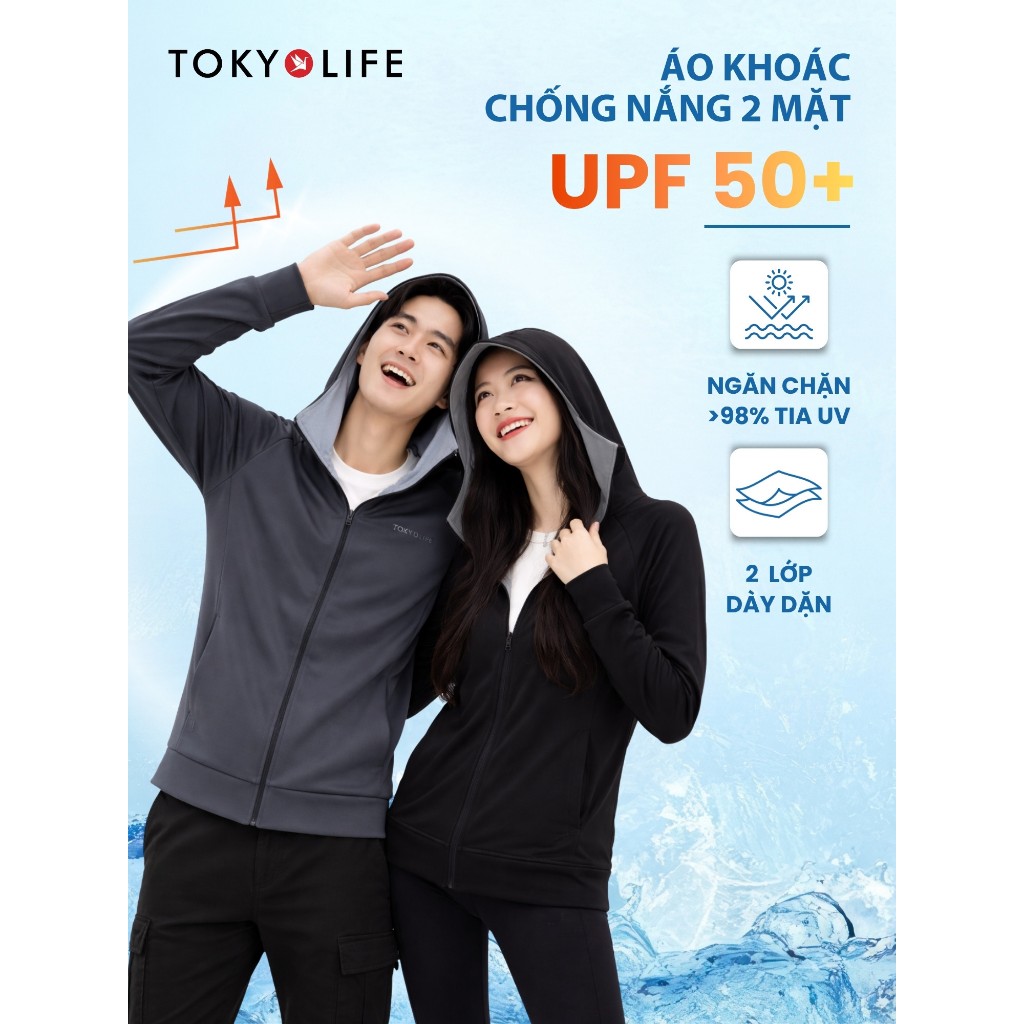 Áo chống nắng đa năng Unisex 2 lớp TOKYOLIFE có mũ trùm kín mặt chống tia UV vải thoáng khí 40005564 | BigBuy360 - bigbuy360.vn