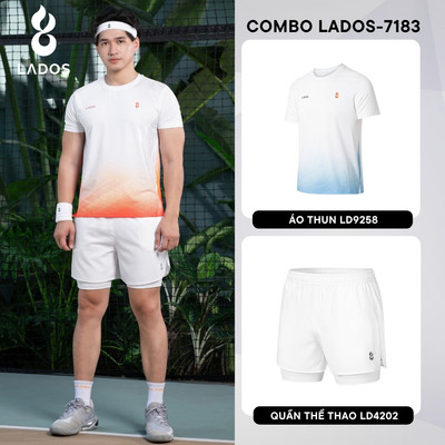 Combo Thể Thao LADOS-7183 Gồm Áo LD9258 + Quần Thể Thao 2 Lớp LD4202 – Chạy Bộ, Gym, Tennis, Pickleball