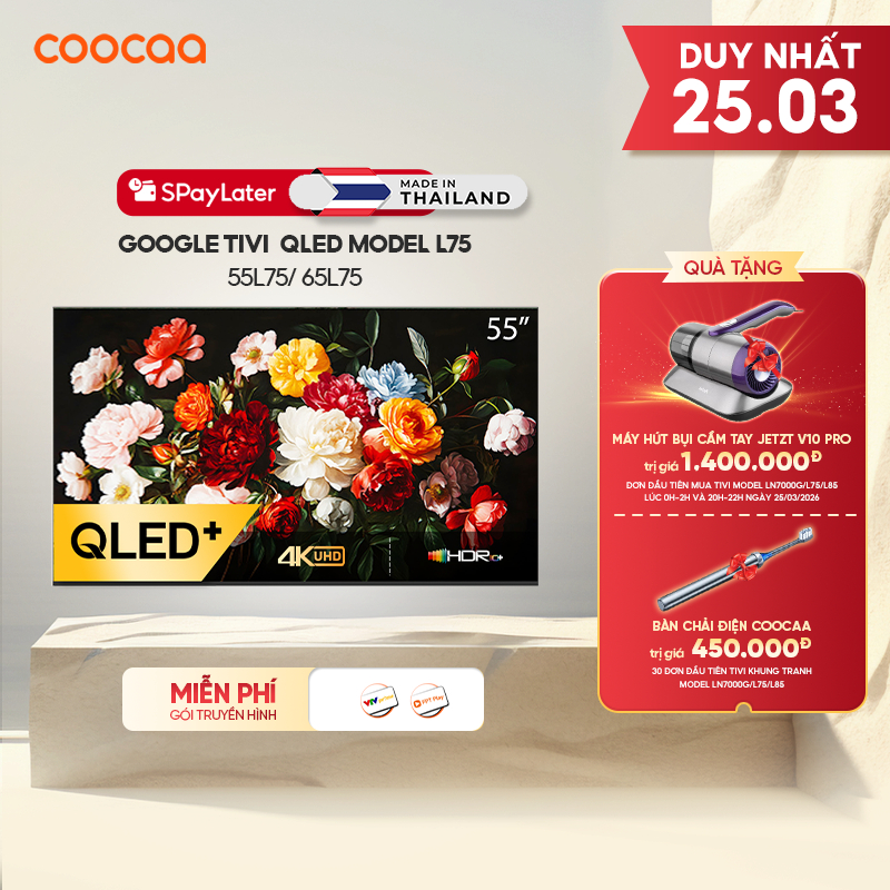 [Miễn phí lắp đặt HN-HCM] [ 55L75 / 65L75 ] Google Tivi Frame+ Pro QLED COOCAA Model L75 | 55 & 65 inch