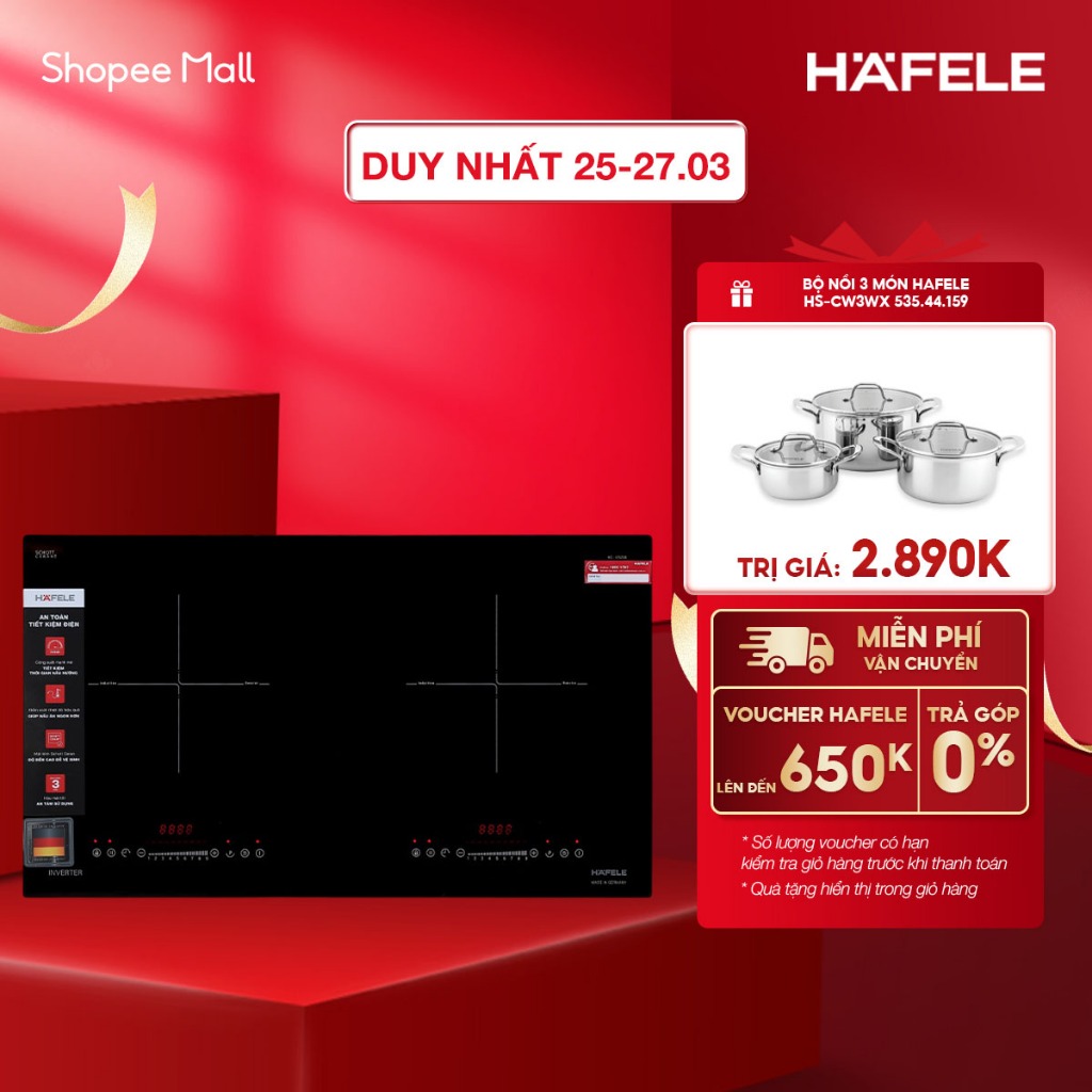 [New] Xuất xứ Đức - Bếp từ 2 vùng nấu Hafele HC-I7325B 533.09.979