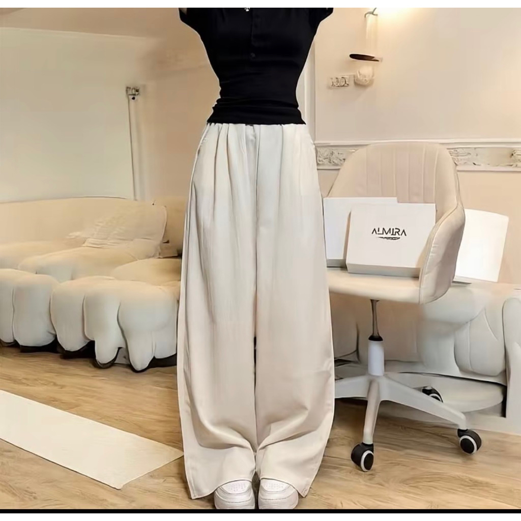 Quần Ống Rộng Chất Đũi Cạp Chun Lưng Cao  phong cách nhật bản Lên Dáng Siêu Xinh | BigBuy360 - bigbuy360.vn