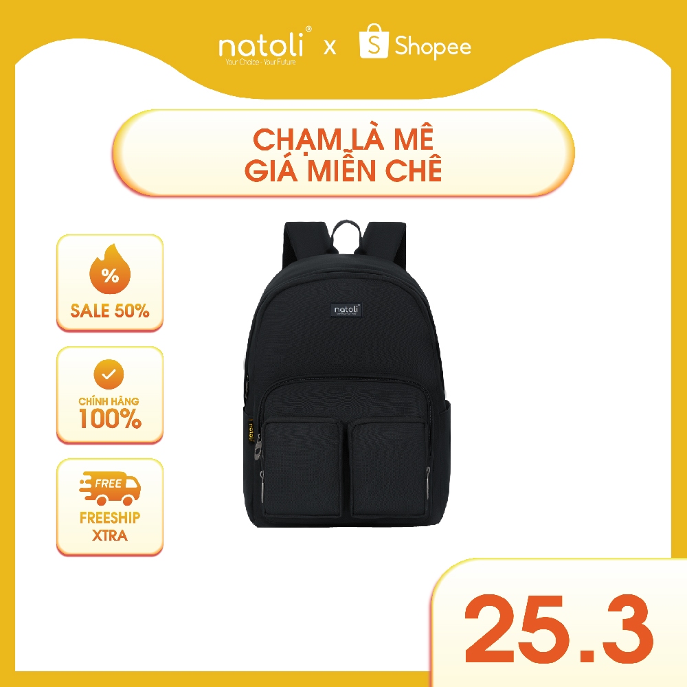 Balo thời trang nam nhiều ngăn NATOLI vải canvas balo sinh viên basic kháng nước - Old School Backpack B5