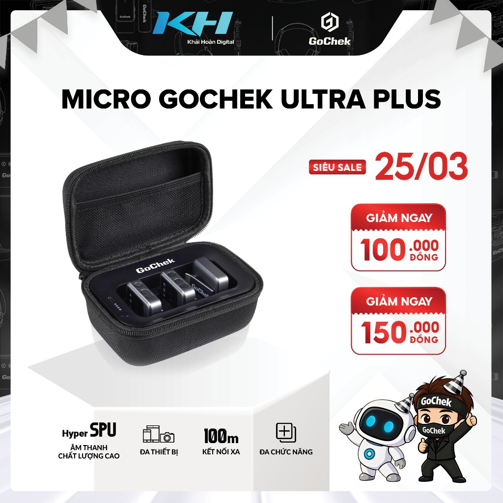 Mic Thu Âm Không Dây Gochek Ultra Plus – Thiết Bị Chuyên Nghiệp, Đa Thiết Bị, Đa Chức Năng