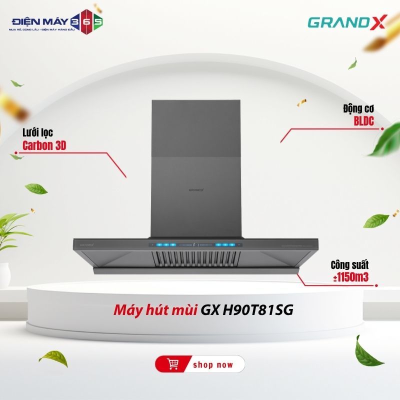 Hút Mùi Grandx GX H90T81G / GX H90T81SG -Lọc Mùi Hiệu Quả Giữ Không Gian Luôn Thoáng