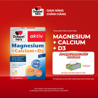 Viên uống bổ sung Canxi phòng ngừa loãng xương Doppelherz Magnesium + Calcium + D3 (Hộp 30 viên)