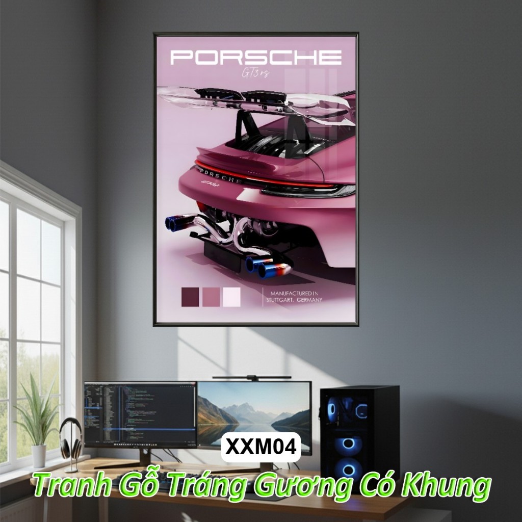 Tranh Porsche, Xe F1 Tráng Gương Khung Composite Cao Cấp Decor treo tường, trang trí nhà cửa