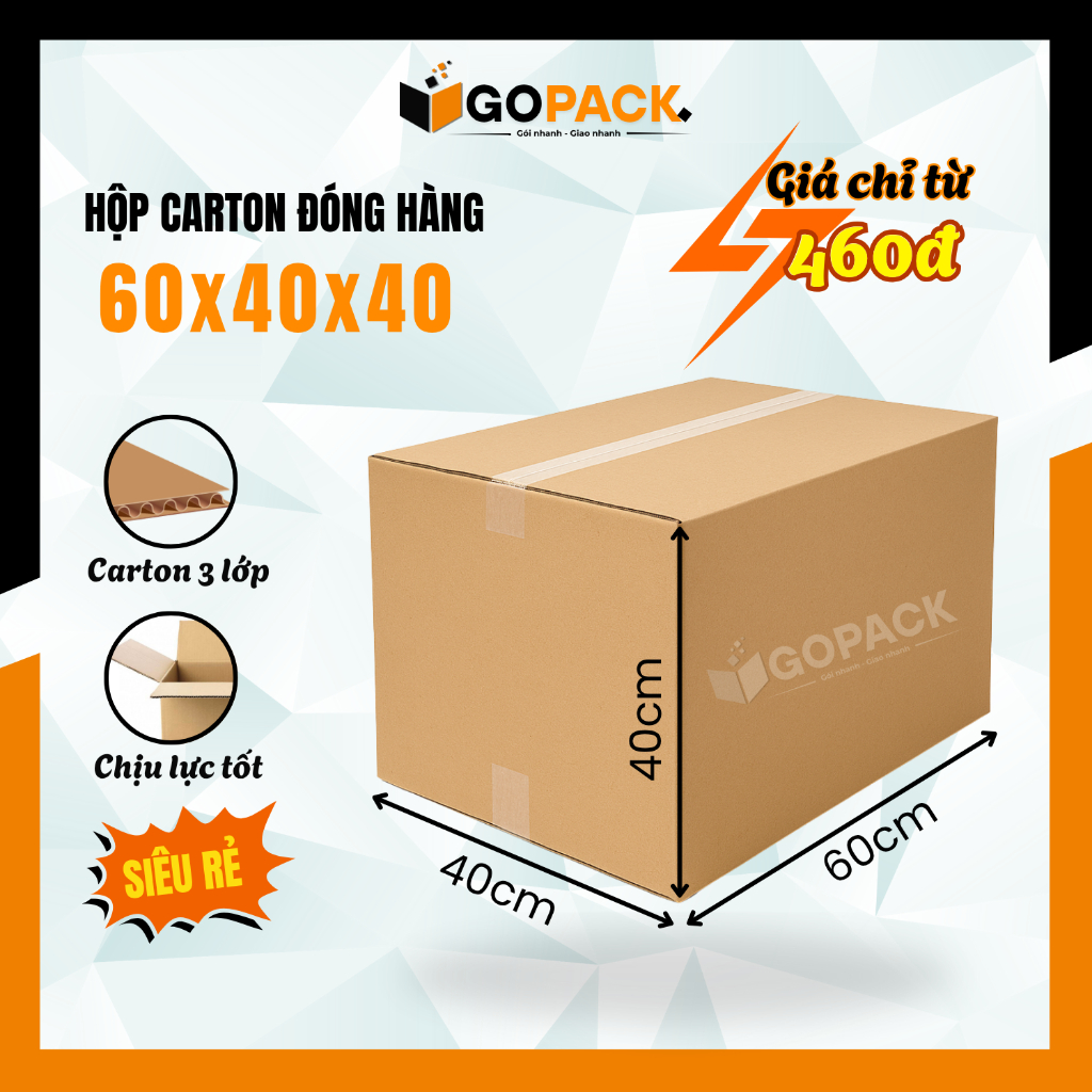 [COMBO 10] Thùng carton 60x40x40 thùng giấy carton chuyển nhà size to giá rẻ tiện lợi - GOPACK