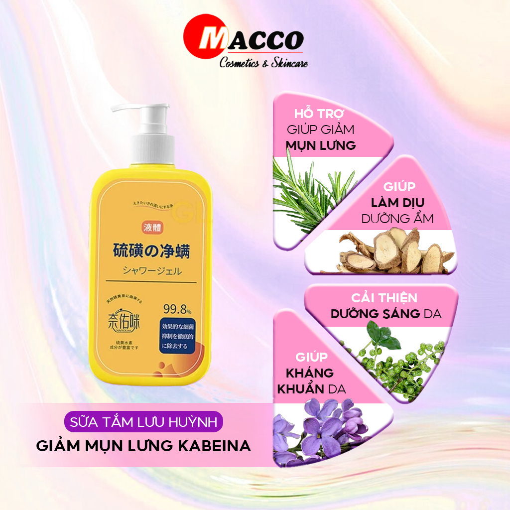 Sữa Tắm Lưu Huỳnh Giảm Mụn Lưng Kabeina (300ml) Kháng Khuẩn, Sạch Mụn, Mờ Thâm, Làn Da Sạch Mịn