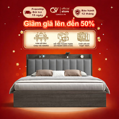 Giường Ngủ Gỗ Bọc Nệm Cao Cấp CONOCO Ván Giường Kín Chống Ồn Chịu Lực Tốt 1m6 1m8